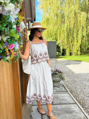 Chocolate Embroidered Stripe Co- Ord Delilah
