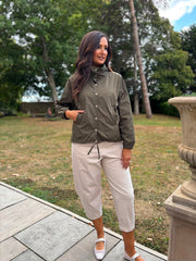 Khaki High Neck Jacket Mila