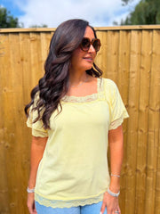 Lemon Lace Trim Tee Carla