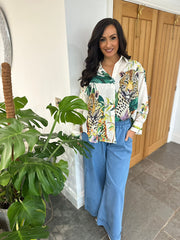 Stone Leopard Tropical Print Shirt Hadley