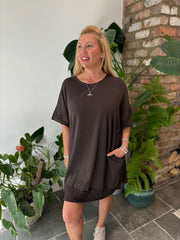 Chocolate Crochet Trim Dress Sabrina