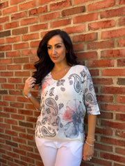 Grey Paisley Floral Knit June