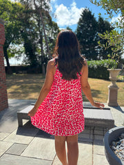 Red Leopard Bubble Cotton Dress Jill