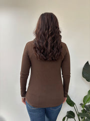 Chocolate Ribbed Long Sleeve Top Emma