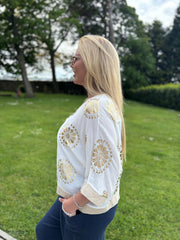White Gold Trim Medallion Jacket Beatrice