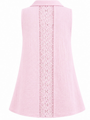 Pink Sleeveless Bubble Cotton Top Jean