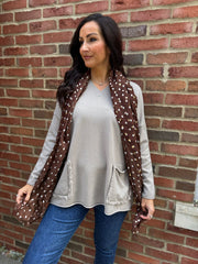 Mocha Fringed Pocket Knit Ruth