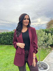 Wine Pinstripe Take You Anywhere Jacket