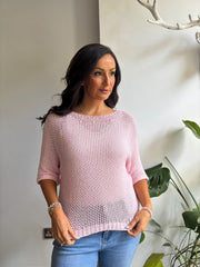 Pink Sequin Sparkle Knit Sabrina