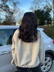 Stone Boucle High Neck Bomber Jacket Jude