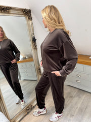 Chocolate Velour Leisure Set Amelia