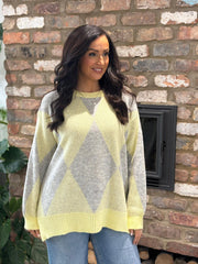 Lemon Argyle Knit Paige