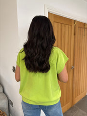 Lime V Neck Knitted Tank Alys