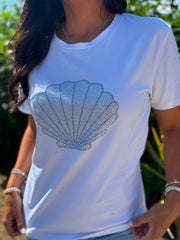 White Embellished Shell Tee Chloe