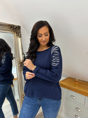 Navy Animal Pattern Knit Louisa