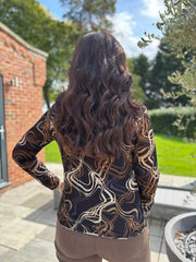 Black Sheer Swirl Print Top Hope
