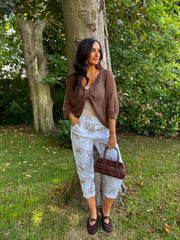 White Floral Printed Trousers