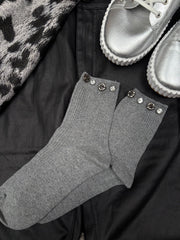 Grey Ribbed Rose Bead Socks