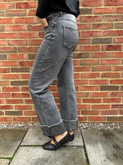 Grey Embellished Turn Up Jeans