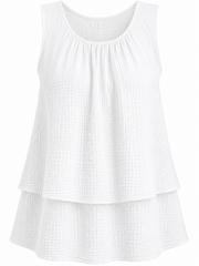 White Layered Bubble Cotton Vest Quinn
