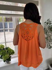 Orange Crochet Detail Vest Moira