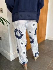 White Floral Hareem Trousers