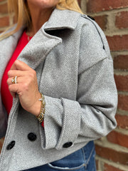 Grey Double-Breasted Short Coat