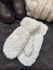 Stone Fluffy Mittens