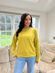 Olive Ruffle Sleeve Sweatshirt Ava