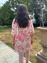 Pink Floral Print Knit Tunic Delilah