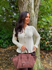 Stone Pattern Knit Shirt Sherry