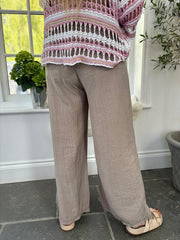 Mocha Tie Detail Wrap Trousers