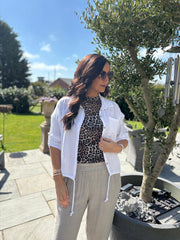 Leopard Diamante Mesh Top Niamh