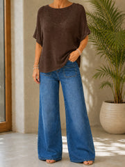 Chocolate Cotton Reverse Seam Knit Jo