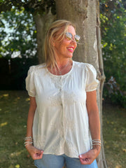 Stone Buttoned Floral Top Marcia