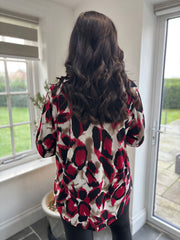 Wine Large Brushed Leopard Blouse Gloria