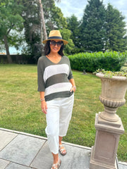 Khaki Striped Knit Rita