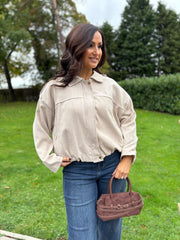 Stone Bubble Hem Bomber Jacket