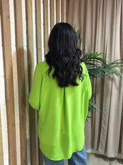 Lime Crepe Crossover Blouse Tiffany
