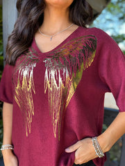 Wine Gold Angel Wings Knit Florence
