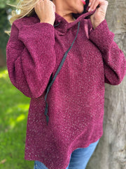 Wine Chenille Silver Fleck Hoodie Lisa