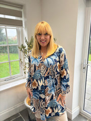Navy Speckled Floral Tunic Gloria