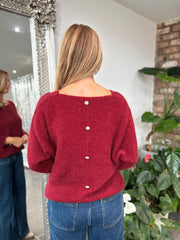 Wine Back Detail Knit Top Billie