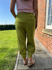 Olive Bubble Cotton Trouser Set Jasmine