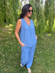 Denim Textured Vest Top Kaylee