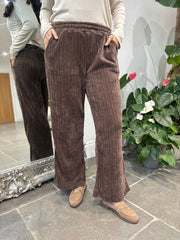 Chocolate Chenille Textured Trousers Mia