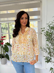 Yellow Floral Ruffle Blouse Eloise