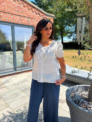 Stone Applique Flower Top Marcia