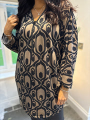 Camel Seamless Print Longline Zip Top Cassie