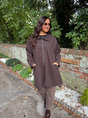 Chocolate Stud Detail Coat Meredith